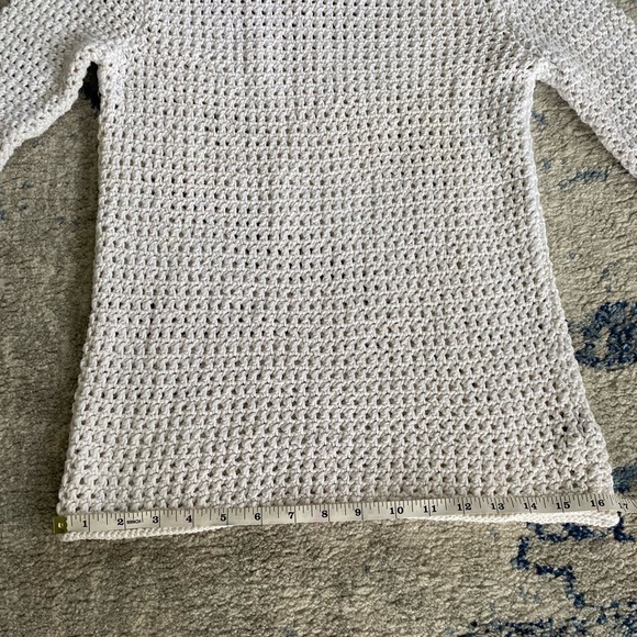 LAUREN by Ralph Lauren HAND KNIT WHITE 100% COTTON 3/4 sleeve sweater SIZE P/M - Picture 6 of 10